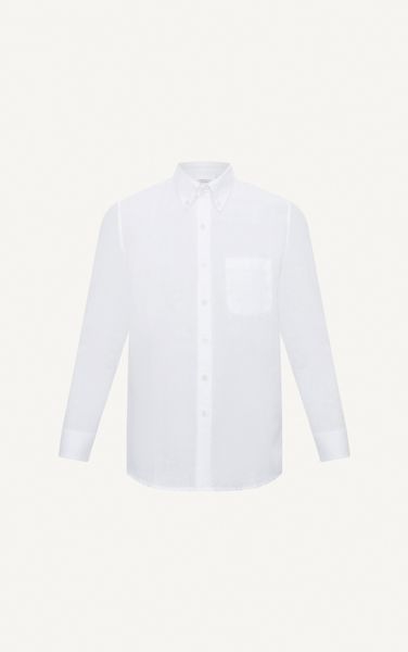  AG293 ESSENTIAL LINEN SHIRT WITH POCKET IN WHITE