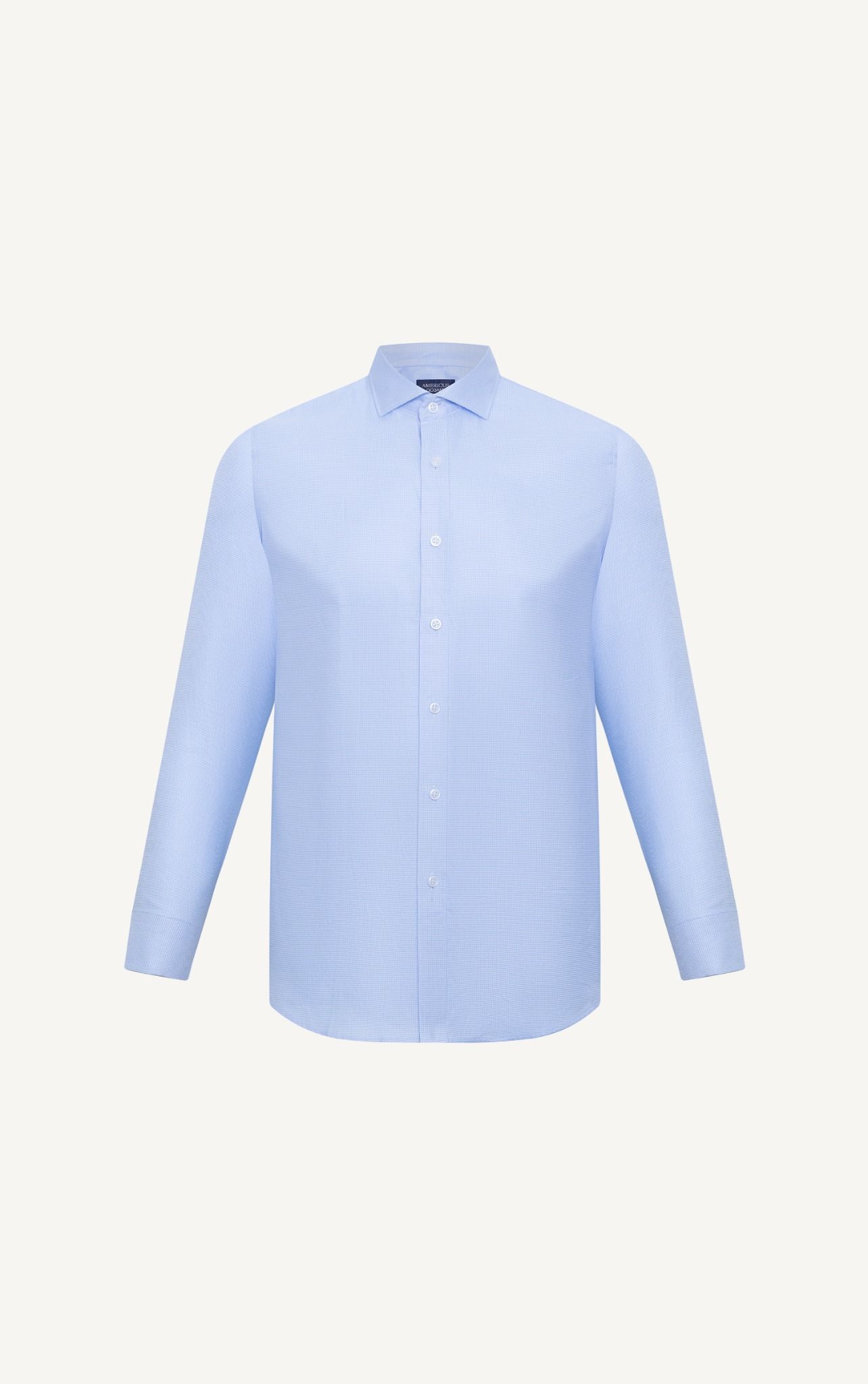  AG66 PREMIUM SLIMFIT SMALL CHECKED SHIRT - LIGHT BLUE 