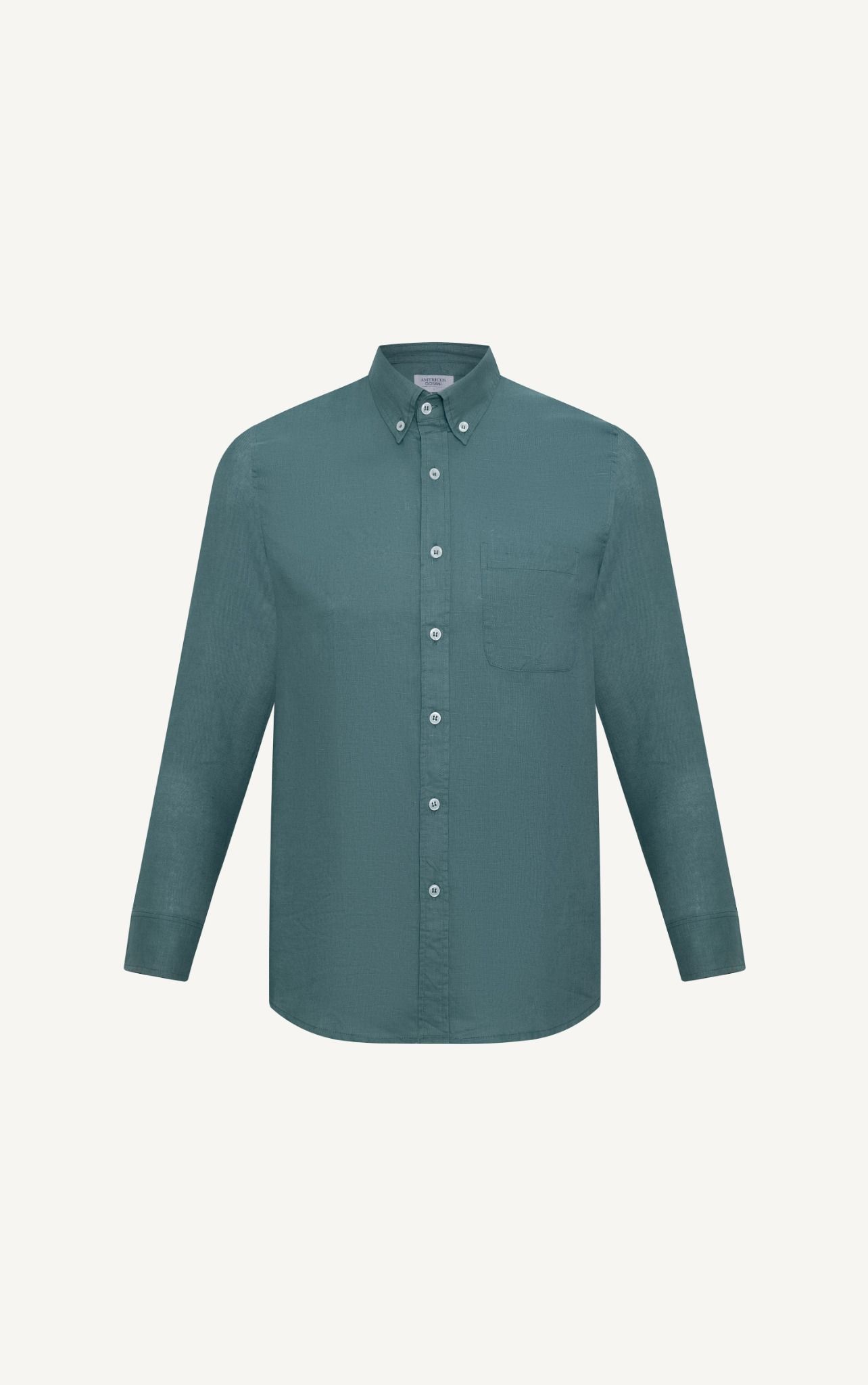  AG293 STUDIO REGULAR FIT ESSENTIAL LINEN SHIRT WITH POCKET - GREEN 