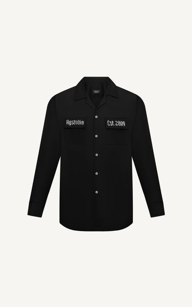  AG524 STUDIO REGULAR FIT DETAIL ON POCKET SHIRT - BLACK