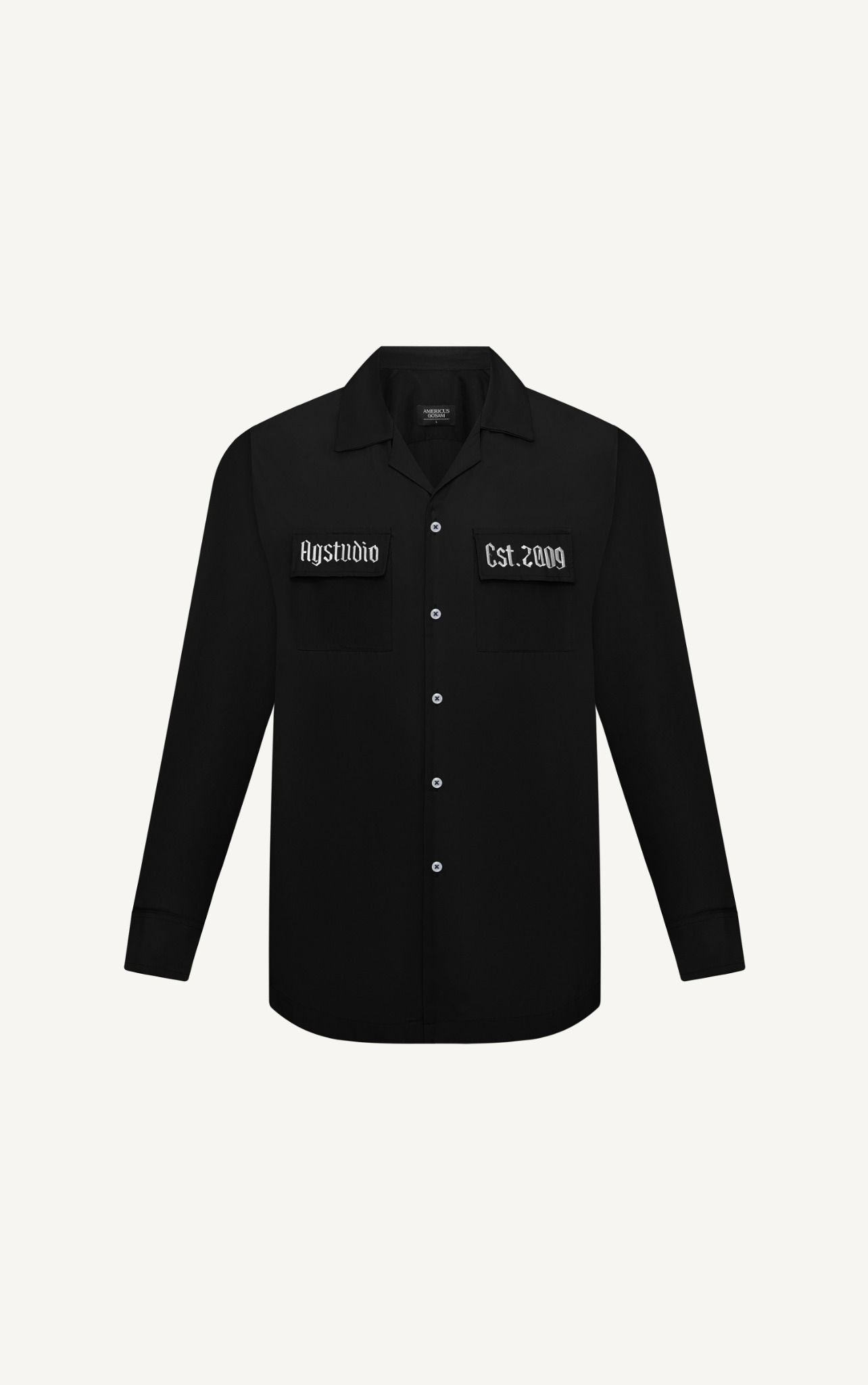  AG524 STUDIO REGULAR FIT DETAIL ON POCKET SHIRT - BLACK 