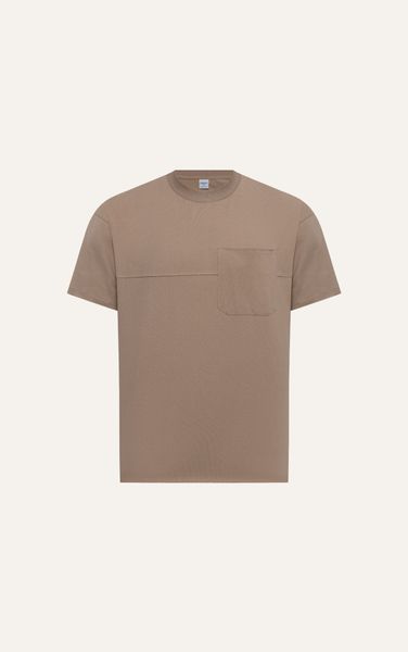  AG681 FACTORY OVERSIZE T-SHIRT WITH CHEST POCKET - BROWN