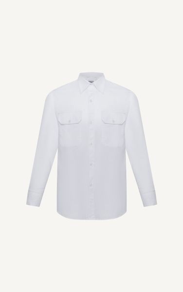  AG324 STUDIO REGULAR FIT LINEN SHIRT WITH POCKETS - WHITE