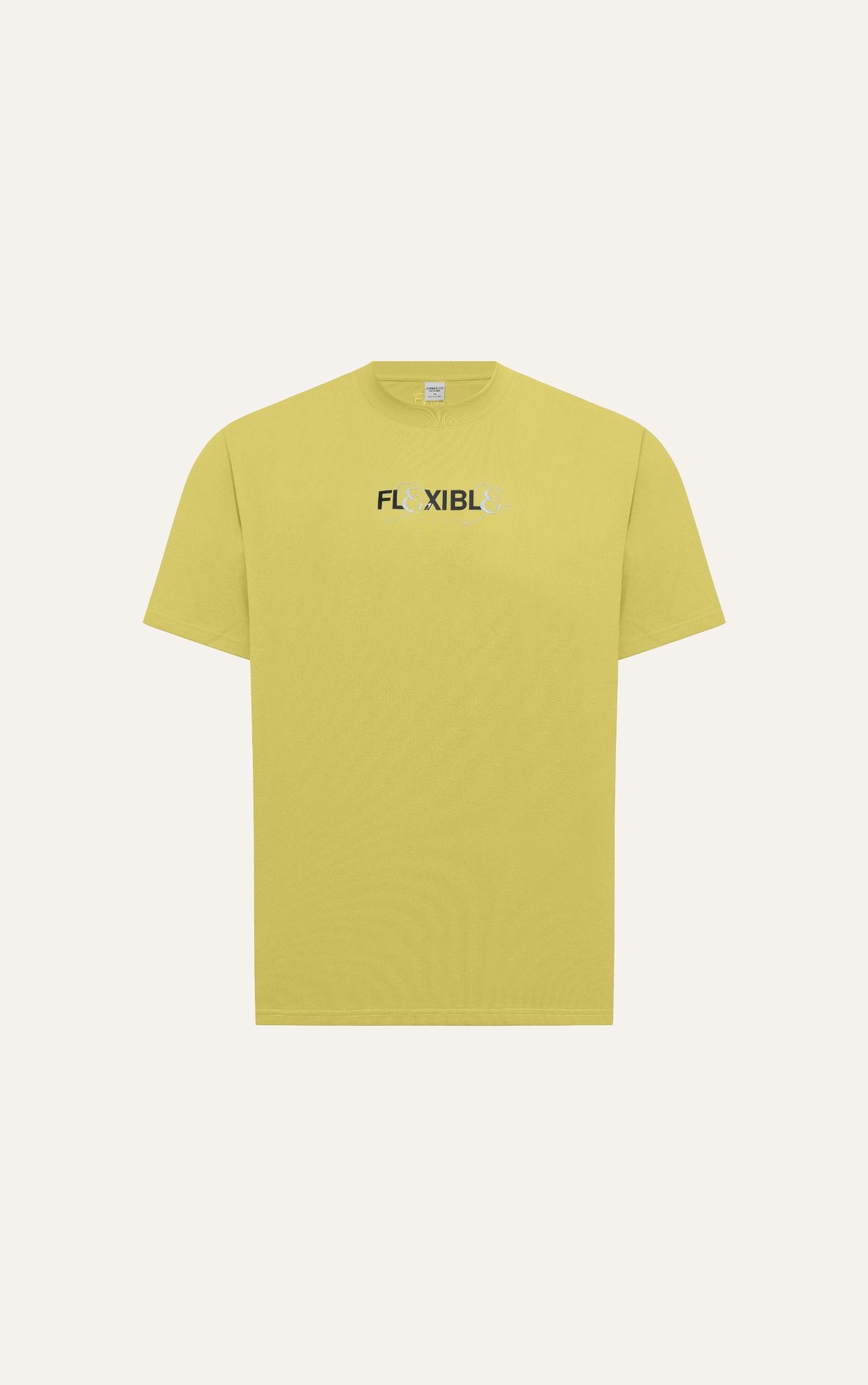 T691 FACTORY LOOSE FIT PRINTED "FLEXIBLE" T-SHIRT - YELLOW