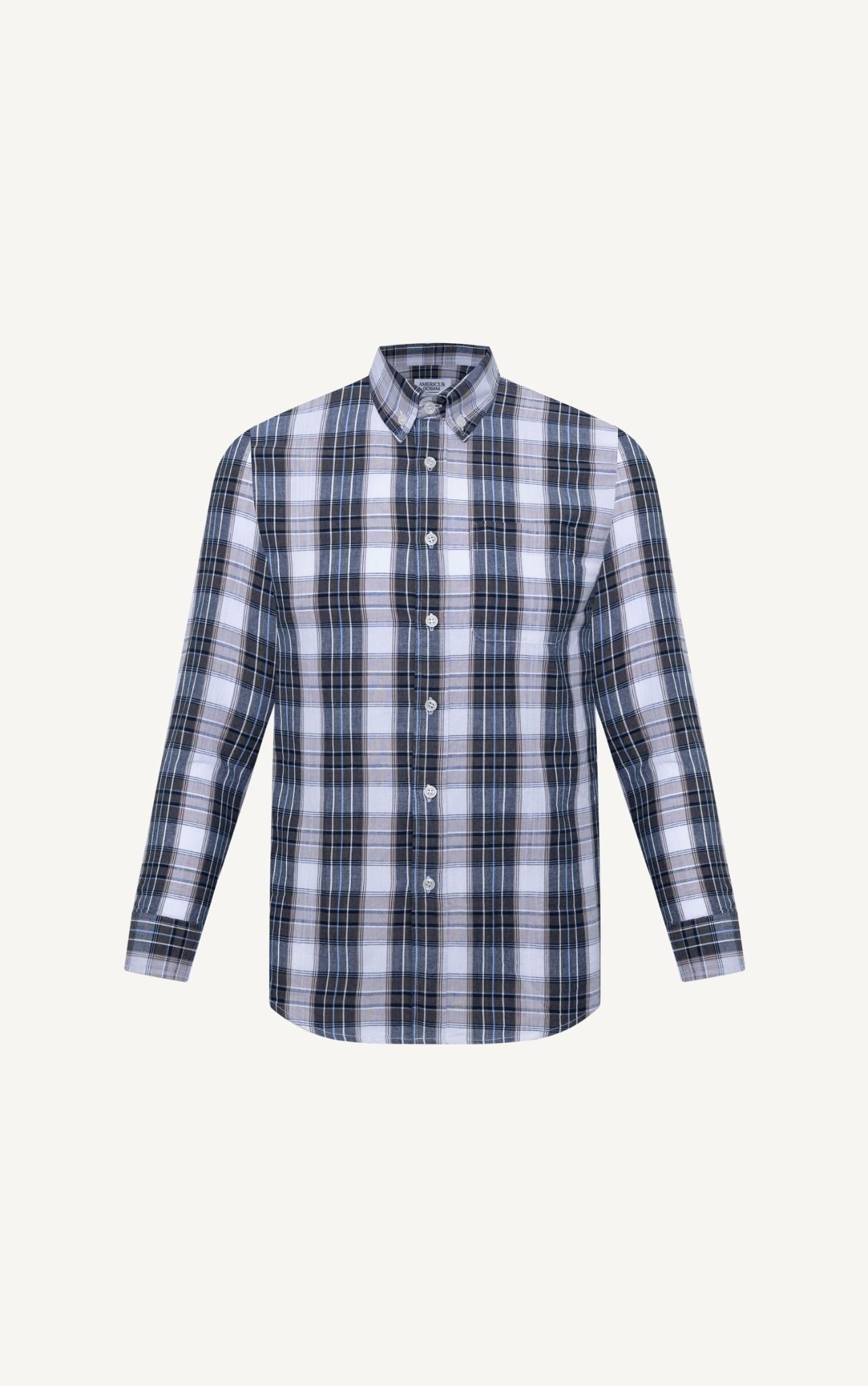 H316 FACTORY REGULAR FIT CHECKED SHIRT - GREY