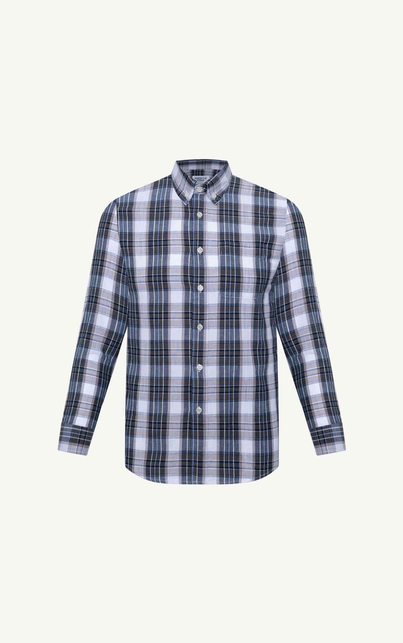  AG316 FACTORY REGULAR FIT CHECKED SHIRT - GREY 