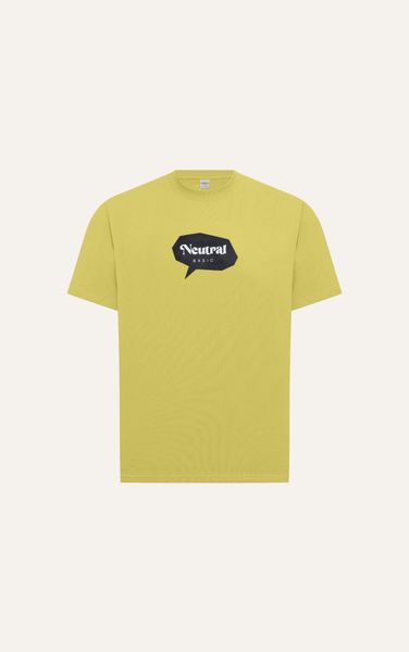  AG688 FACTORY OVERSIZE PRINTED "NEUTRAL" T-SHIRT - YELLOW