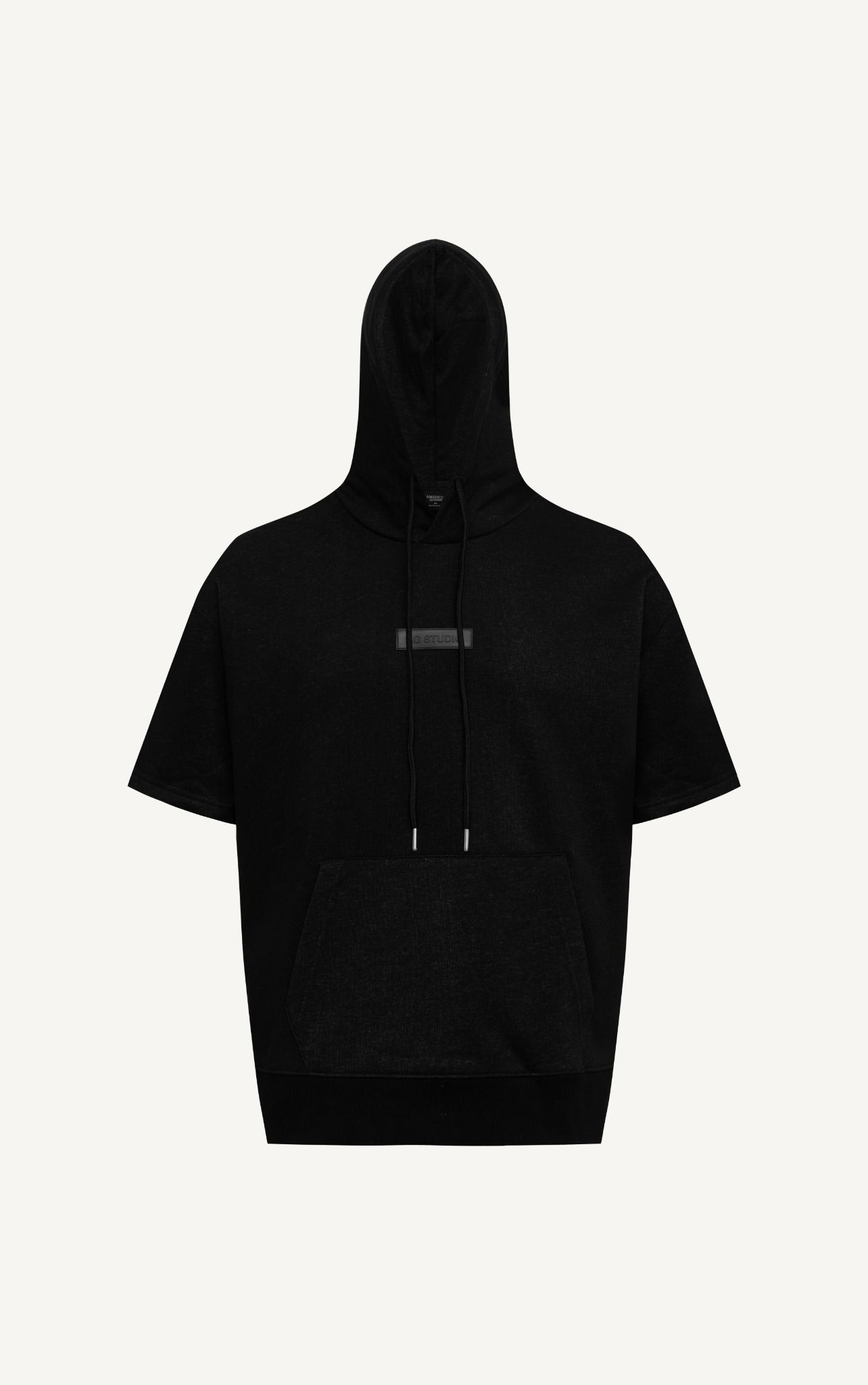AG665 STUDIO LOOSE FIT HOODIE SHORT HAND - BLACK