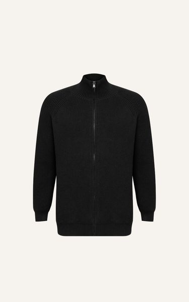  AG801 ZIP-UP RIB KNITTED IN BLACK