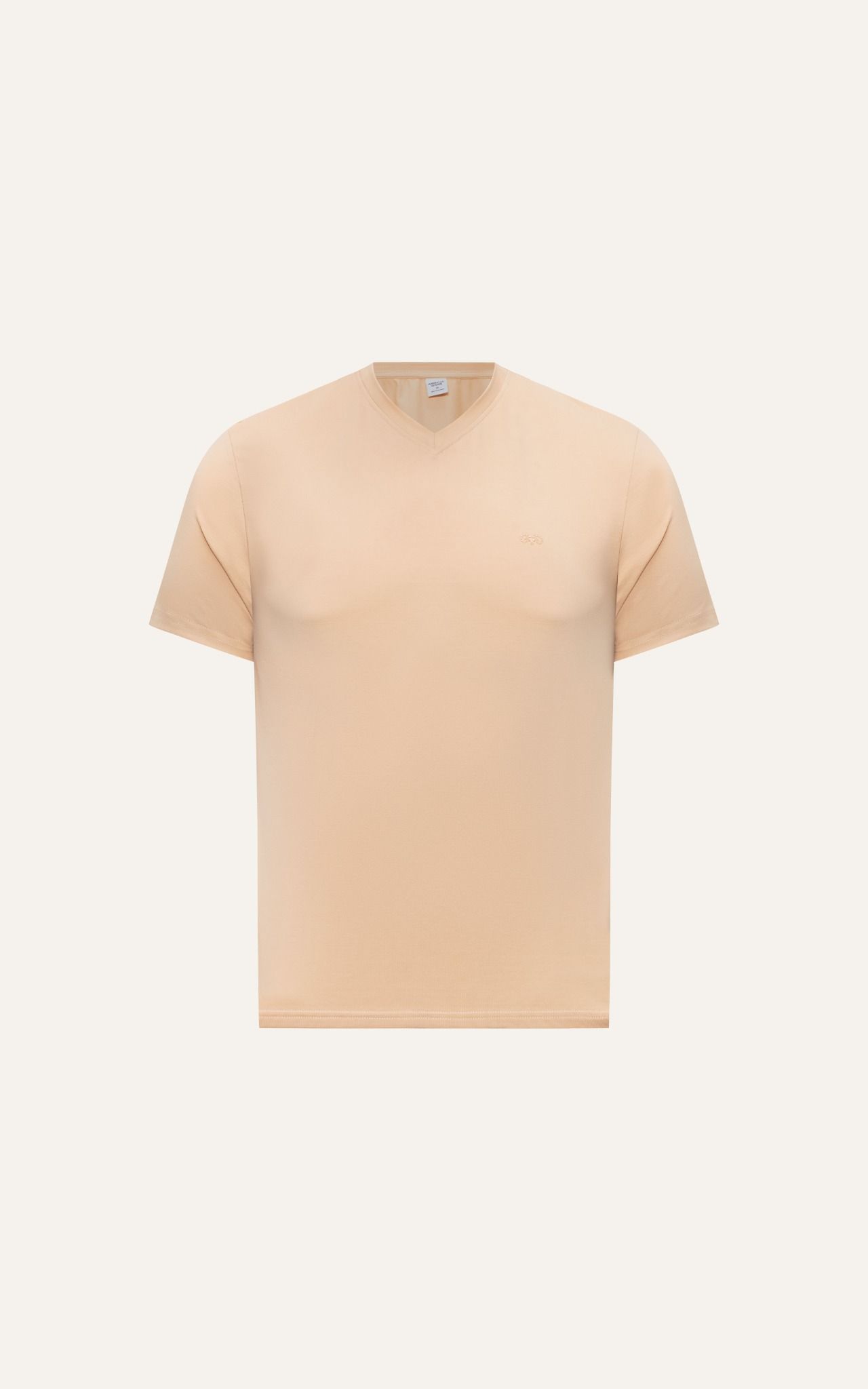  AG77 FACTORY REGULAR FIT BASIC HEART NECK T-SHIRT - BEIGE 