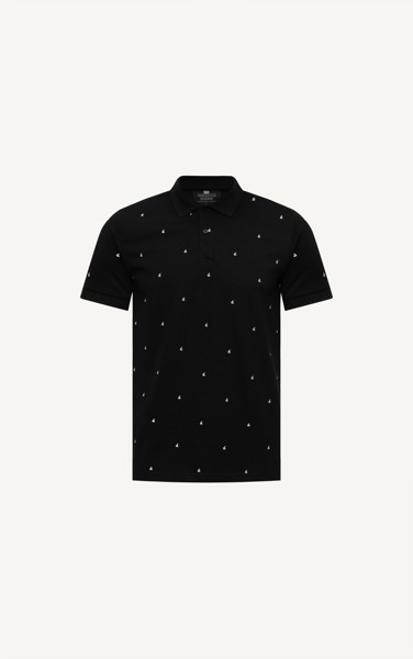  AG57 PREMIUM SLIMFIT NEW SMALL PATTERN POLO - BLACK