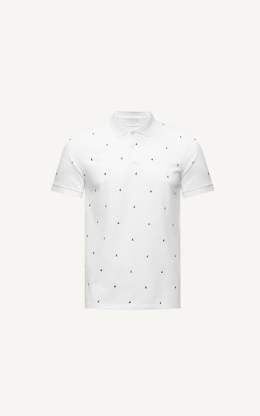  AG57 PREMIUM SLIMFIT NEW SMALL PATTERN POLO - WHITE