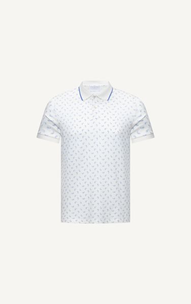  AG39 PREMIUM SLIMFIT NEW SMALL BLUE TEXTURED POLO - WHITE