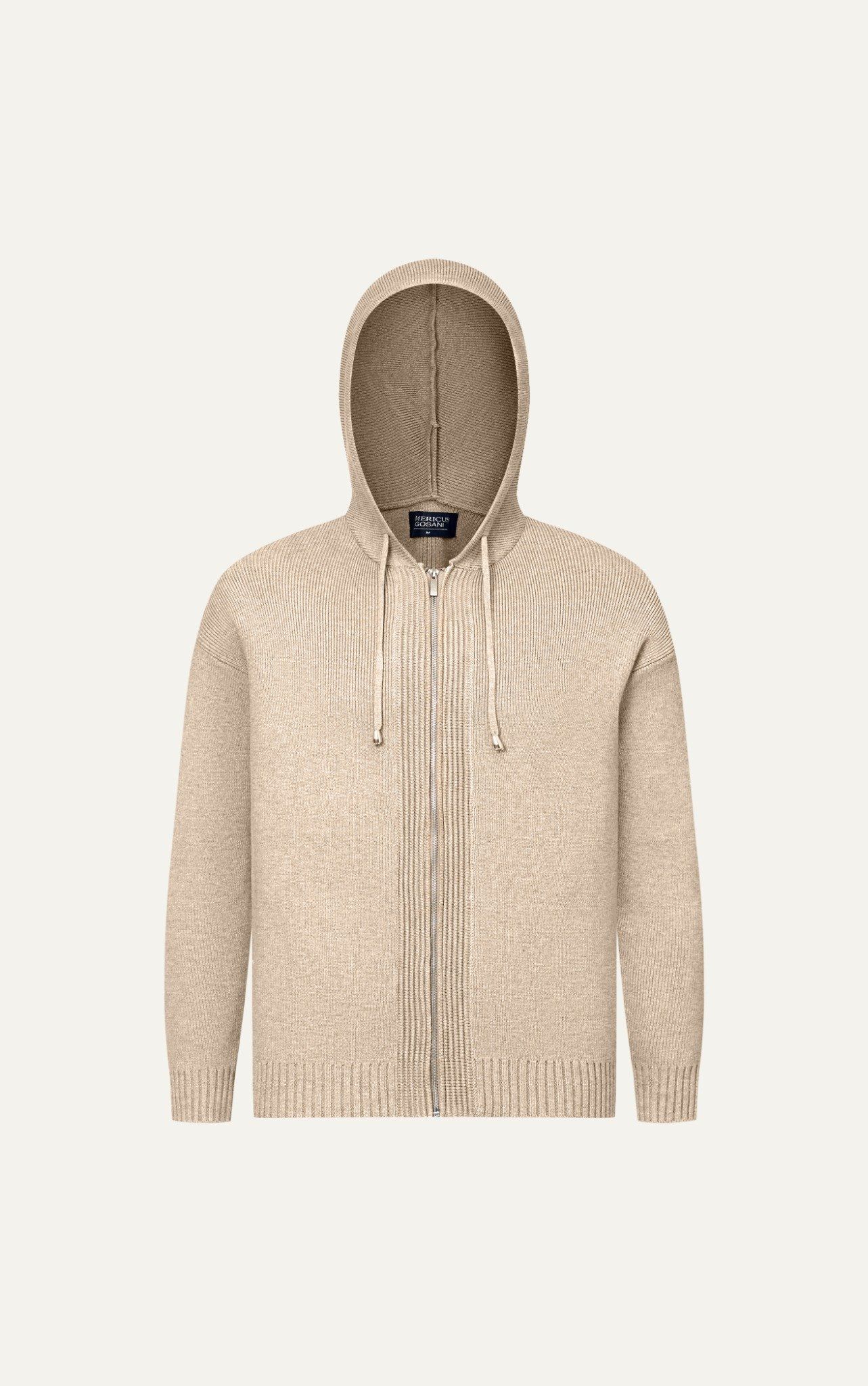 AG731 STUDIO SLIMFIT ZIP-UP RIB KNITTED JACKET - BEIGE