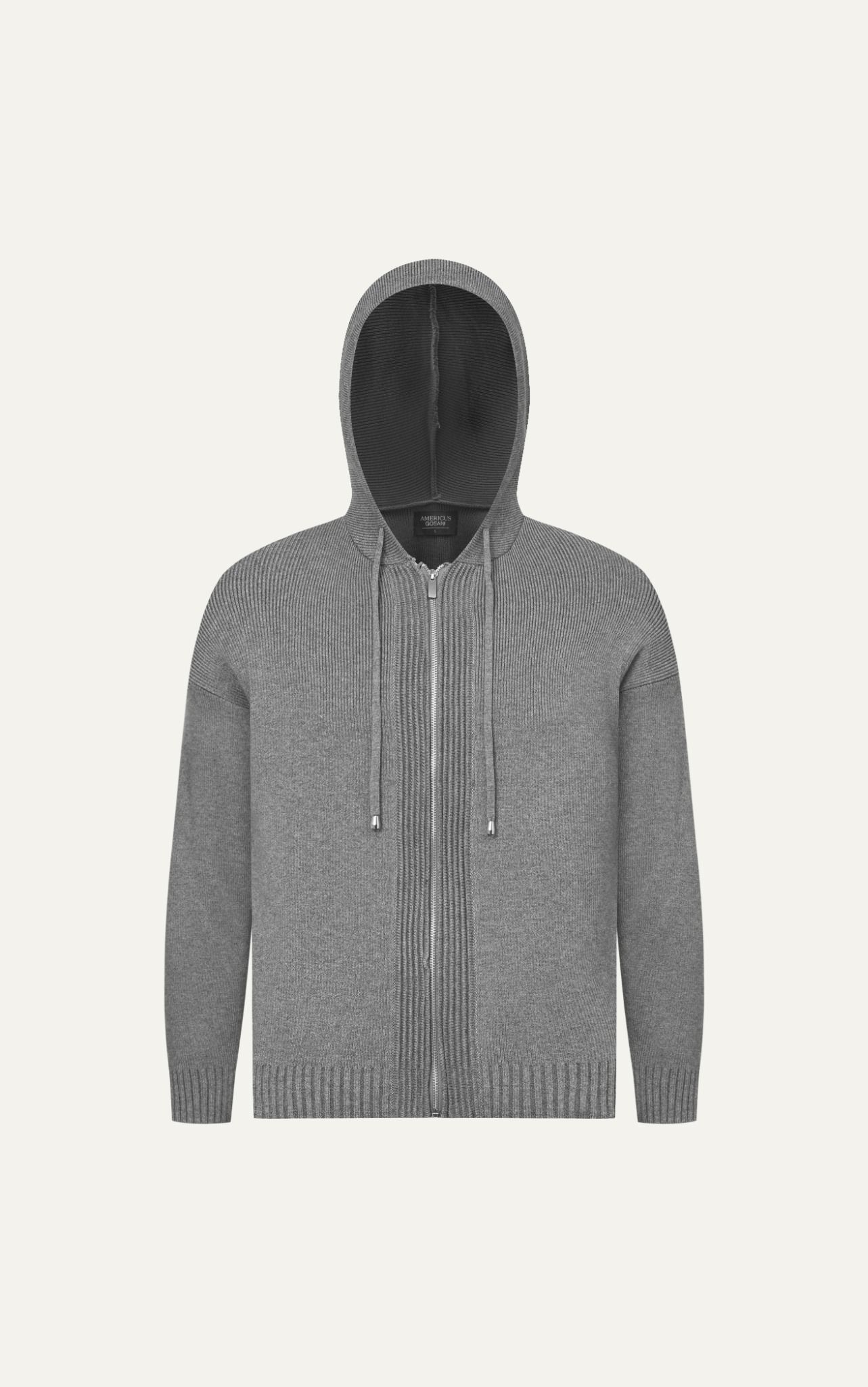 AG731 STUDIO SLIMFIT ZIP-UP RIB KNITTED JACKET - LIGHT GREY