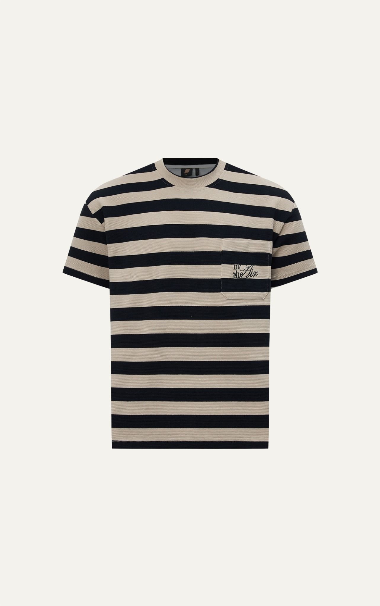 AG01 STUDIO LOOSE FIT STRIPED T-SHIRT - BEIGE