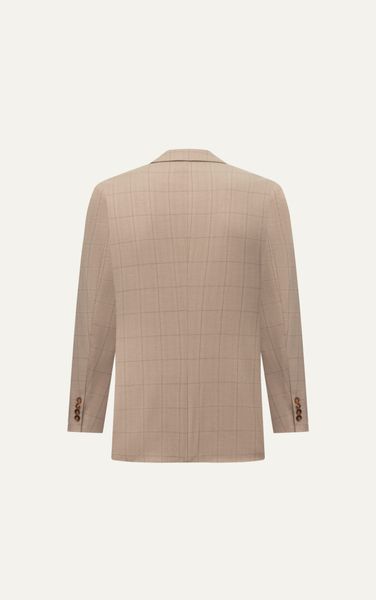  V56 PREMIUM REGULAR FIT CHECKED BLAZER - BEIGE 