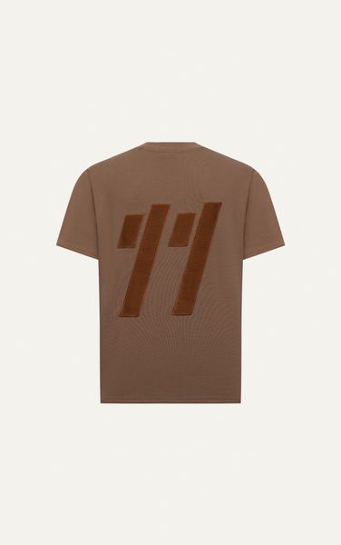  AG704 STUDIO LOOSE FIT NEW EMBROIDERED LOGO T-SHIRT - BROWN