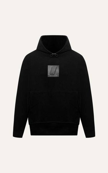  AG18 STUDIO LOOSE FIT 3D EFFECT LOGO HOODIE - BLACK