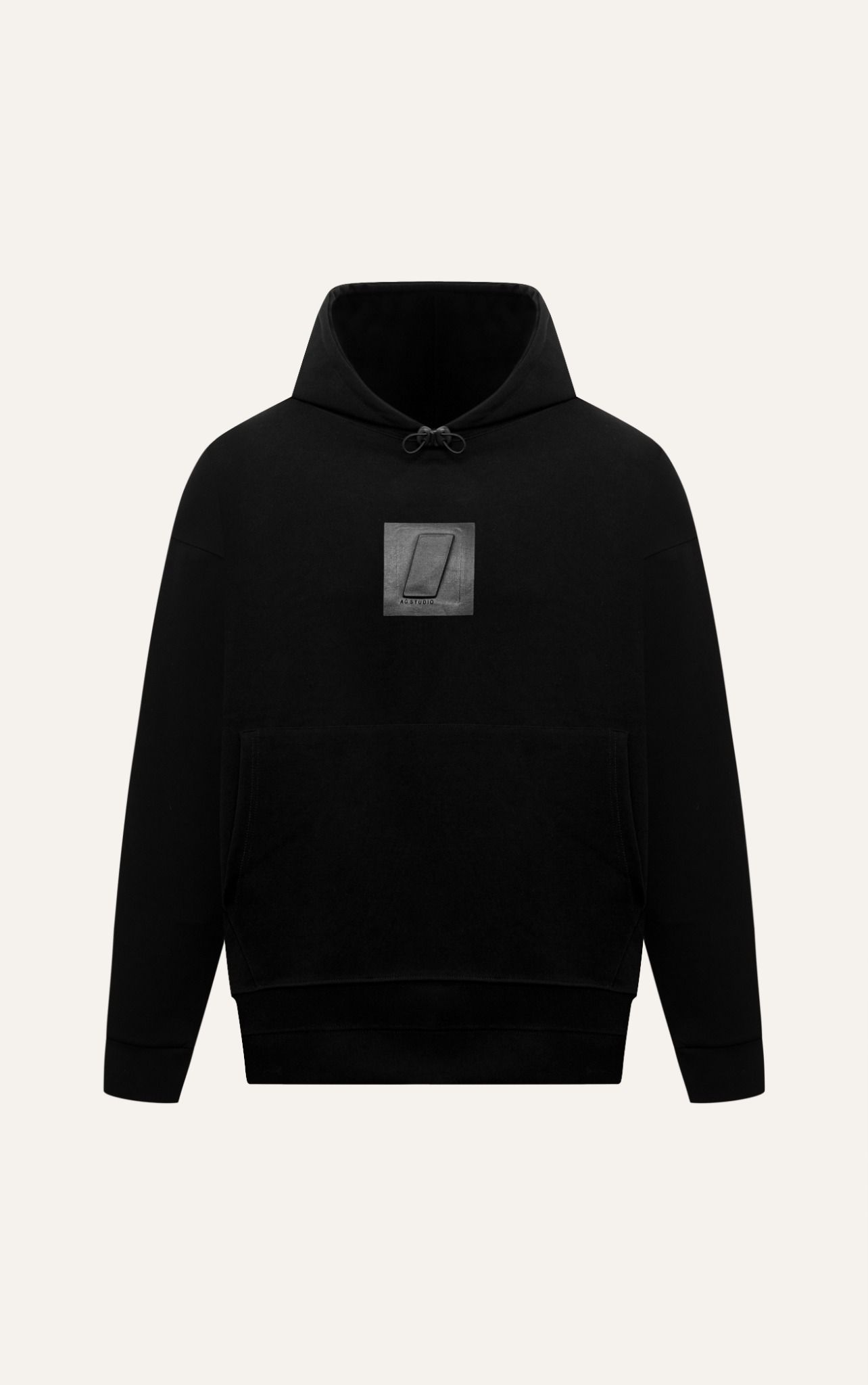  AG18 STUDIO LOOSE FIT 3D EFFECT LOGO HOODIE - BLACK 