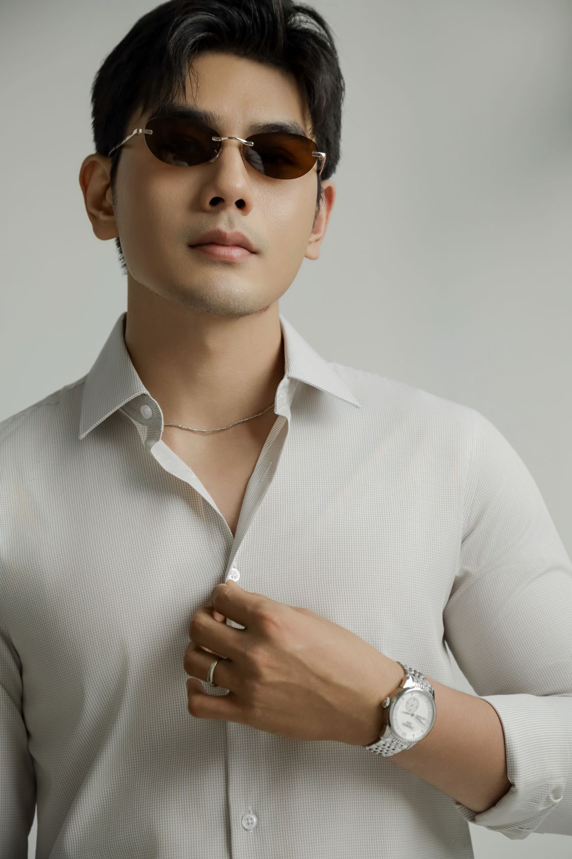 AG3P3 PREMIUM SLIMFIT TEXTURE SHIRT - LIGHT GREY