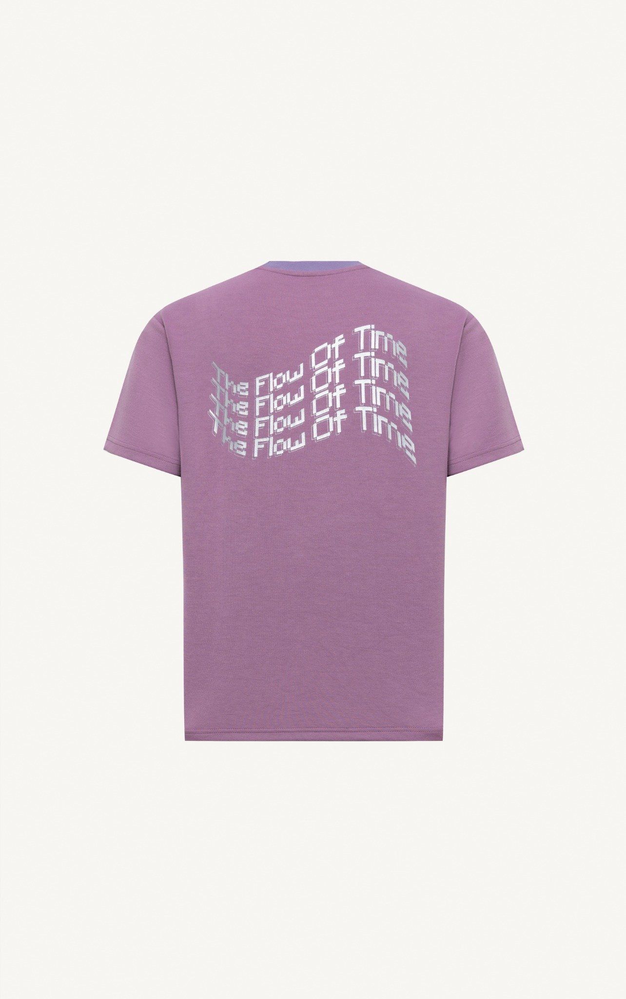 T721 STUDIO LOOSE FIT PRINTED LOGO T-SHIRT - PURPLE