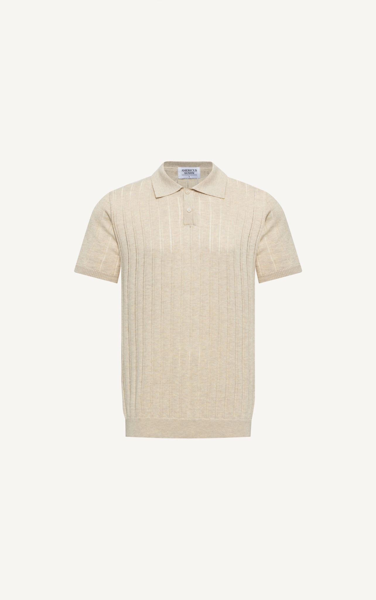 AG717 STUDIO REGULAR FIT RIB STITCH POLO - OFF WHITE