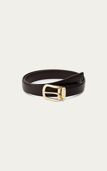  AG LEATHER BELTS BROWN - SQUARE HEAD GOLD