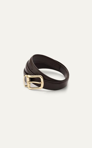  AG LEATHER BELTS BROWN - SQUARE HEAD GOLD 