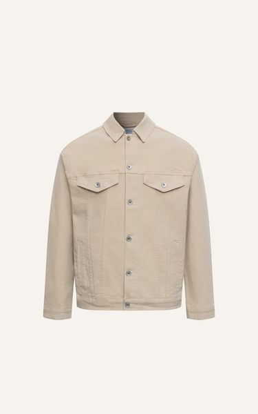  AG17 STUDIO LOOSE FIT BASIC COMFORT DENIM JACKET - BEIGE