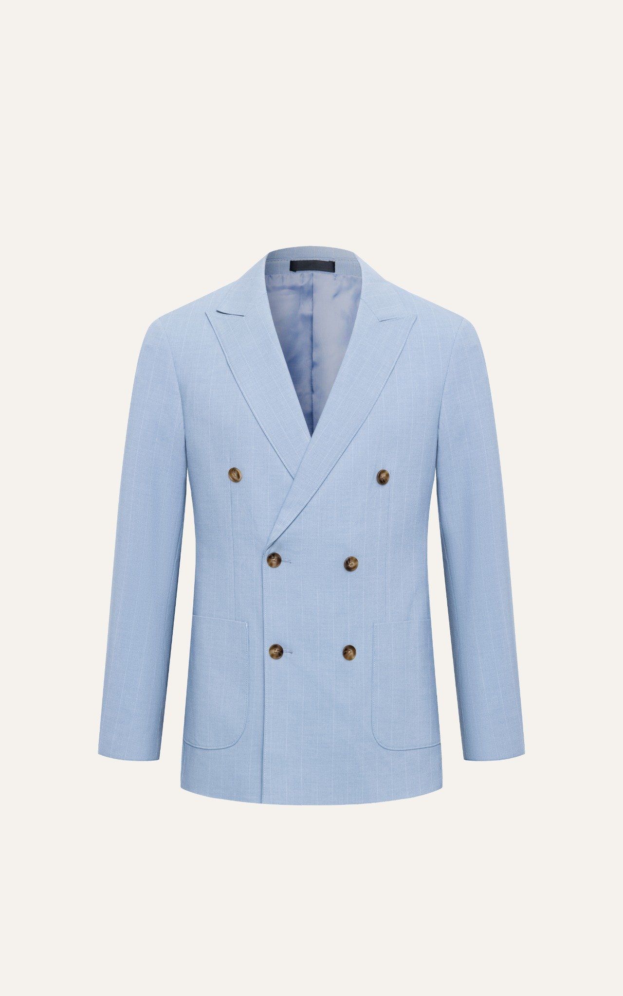 AG01 PREMIUM SLIMFIT DOUBLE STRIPED BREASTED VEST - LIGHT BLUE