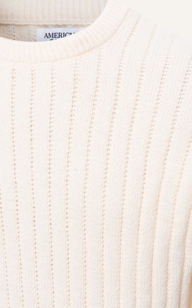  AG80 PREMIUM REGULAR FIT ROUND NECK STRIPED TEXTURE SWEATER - OFF WHITE 