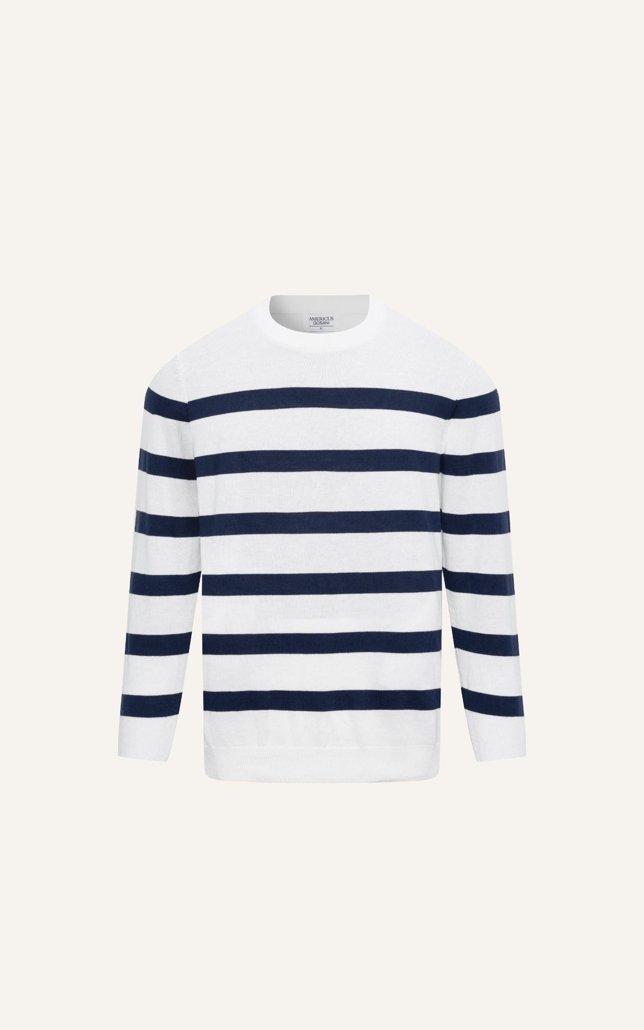  AG708 STUDIO REGULAR FIT STRIPED KNIT SWEATER - OFF WHITE 