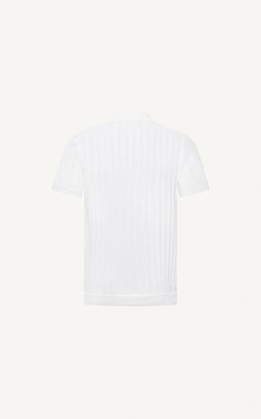  AG17 STUDIO REGULAR FIT RIB STITCH POLO - WHITE 