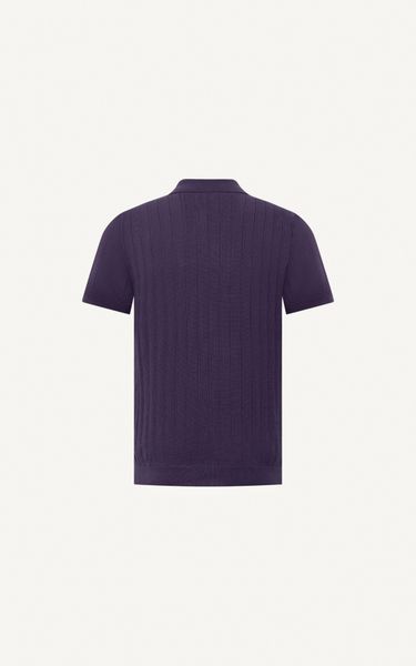  AG13 STUDIO REGULAR FIT RIB STITCH POLO - PURPLE 