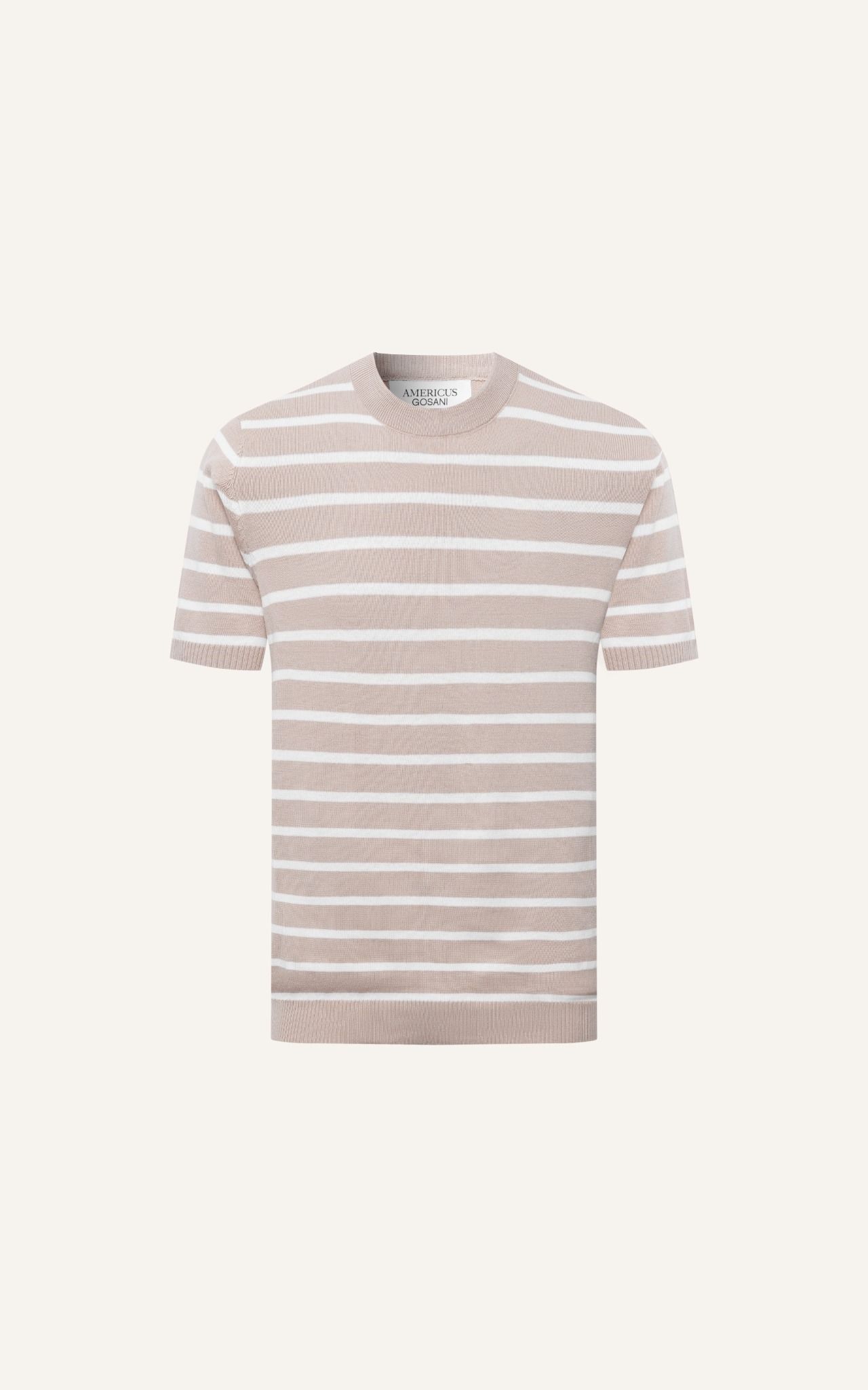  AG51 FACTORY REGULAR FIT STRIPED KNIT POLO - BEIGE 