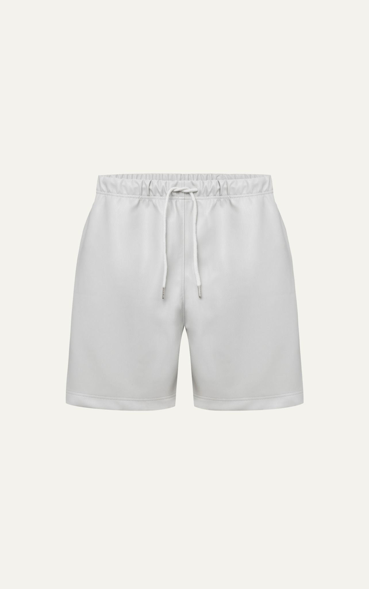  TA13 STUDIO LOOSE FIT BASIC LEATHER SHORT - LIGHT GREY 