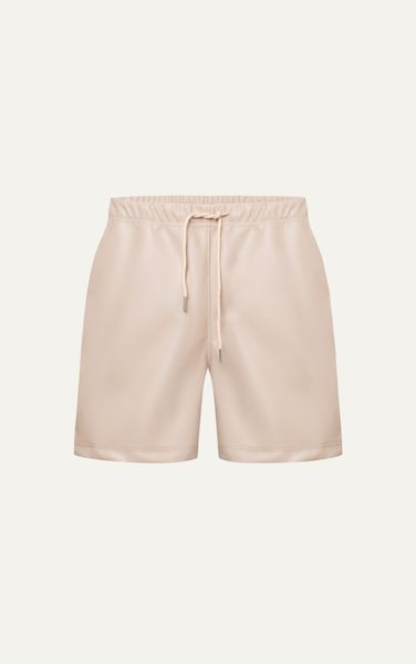  TA13 STUDIO LOOSE FIT BASIC LEATHER SHORT - LIGHT BROWN