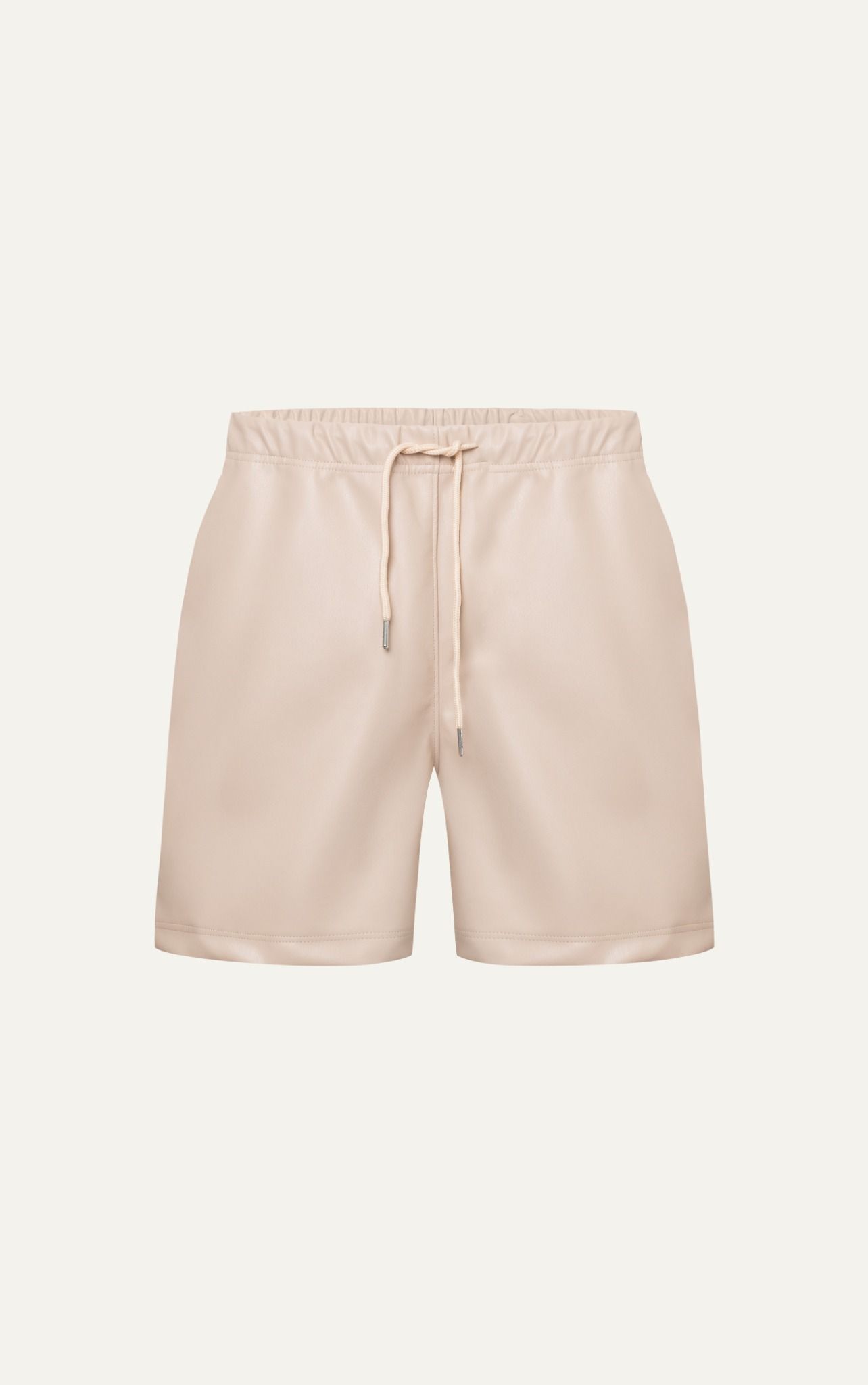 TA13 STUDIO LOOSE FIT BASIC LEATHER SHORT - BEIGE