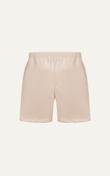  TA13 STUDIO LOOSE FIT BASIC LEATHER SHORT - LIGHT BROWN 