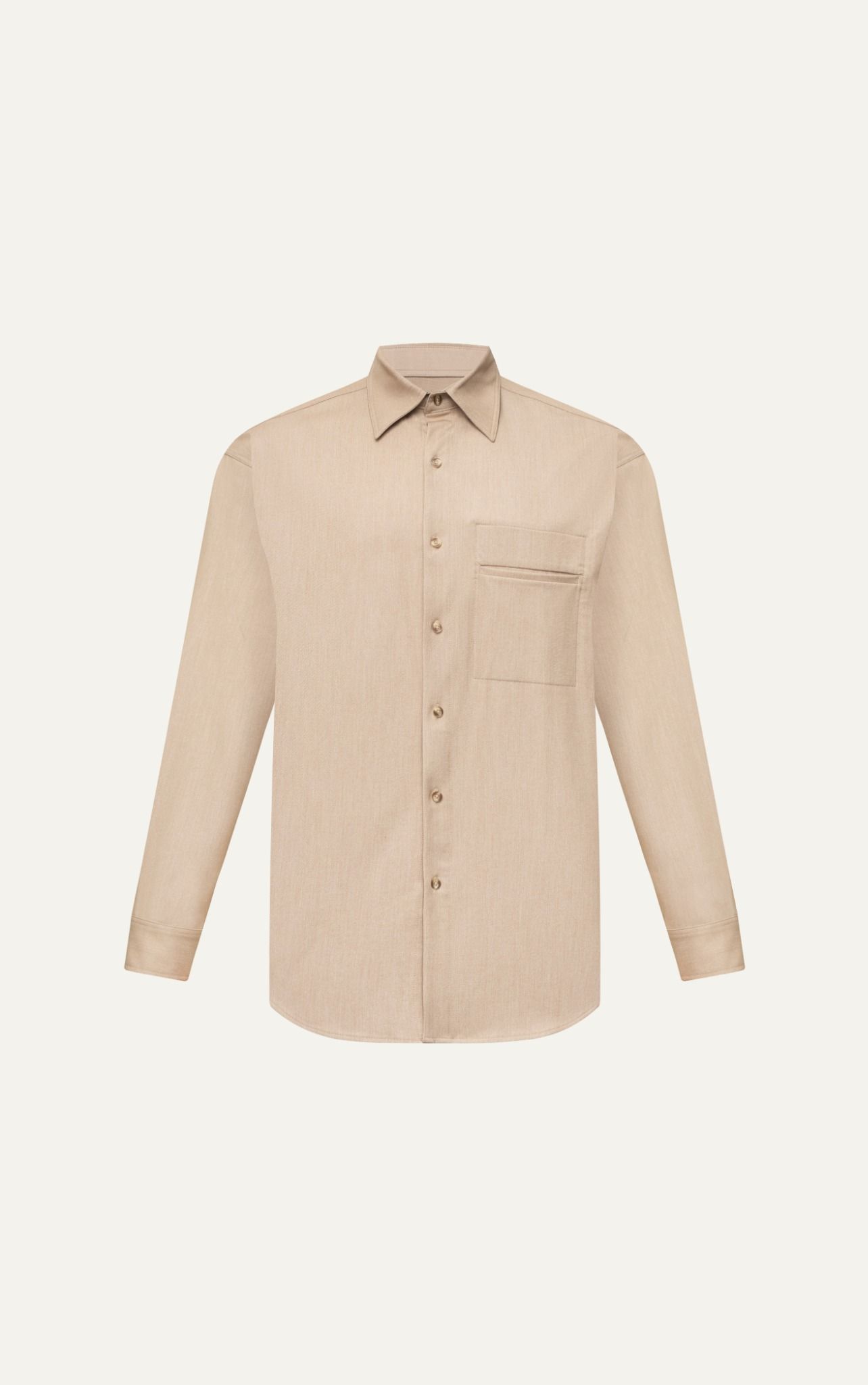 AG021 STUDIO LOOSE FIT BASIC POCKET SHIRT - BROWN