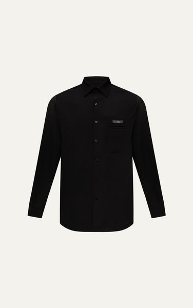  AG020 STUDIO LOOSE FIT UNIQUE METAL LOGO SHIRT - BLACK