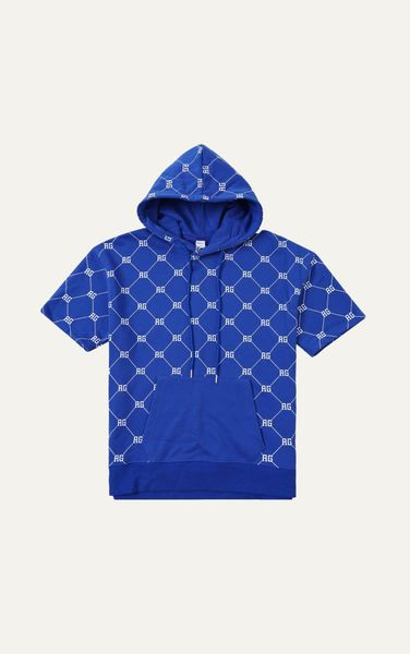  AG64 STUDIO OVERSIZE MONOGRAM PRINTED HOODIE - BLUE