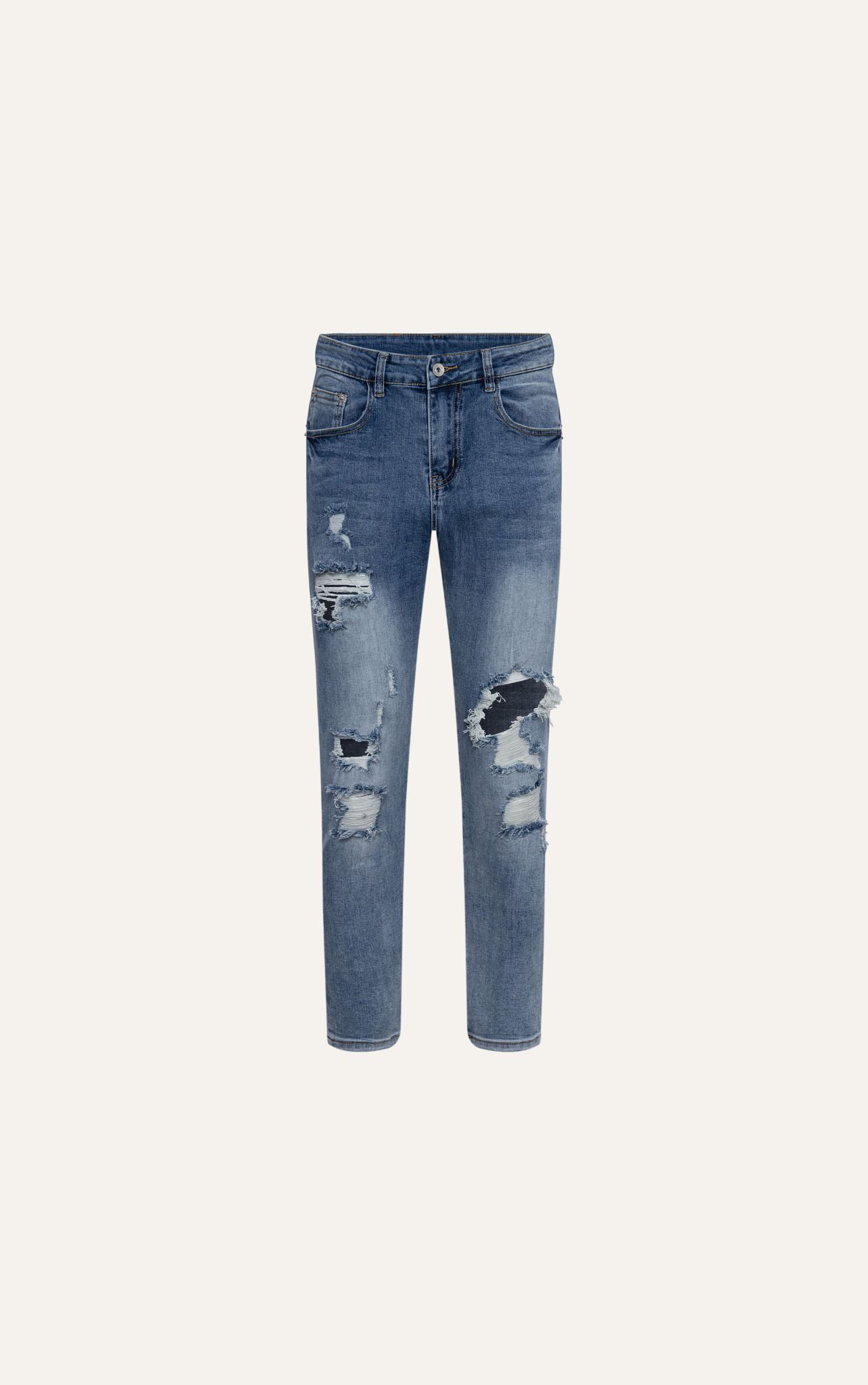  AG20 PREMIUM SLIMFIT MODERN RIPPED JEANS - LIGHT BLUE 