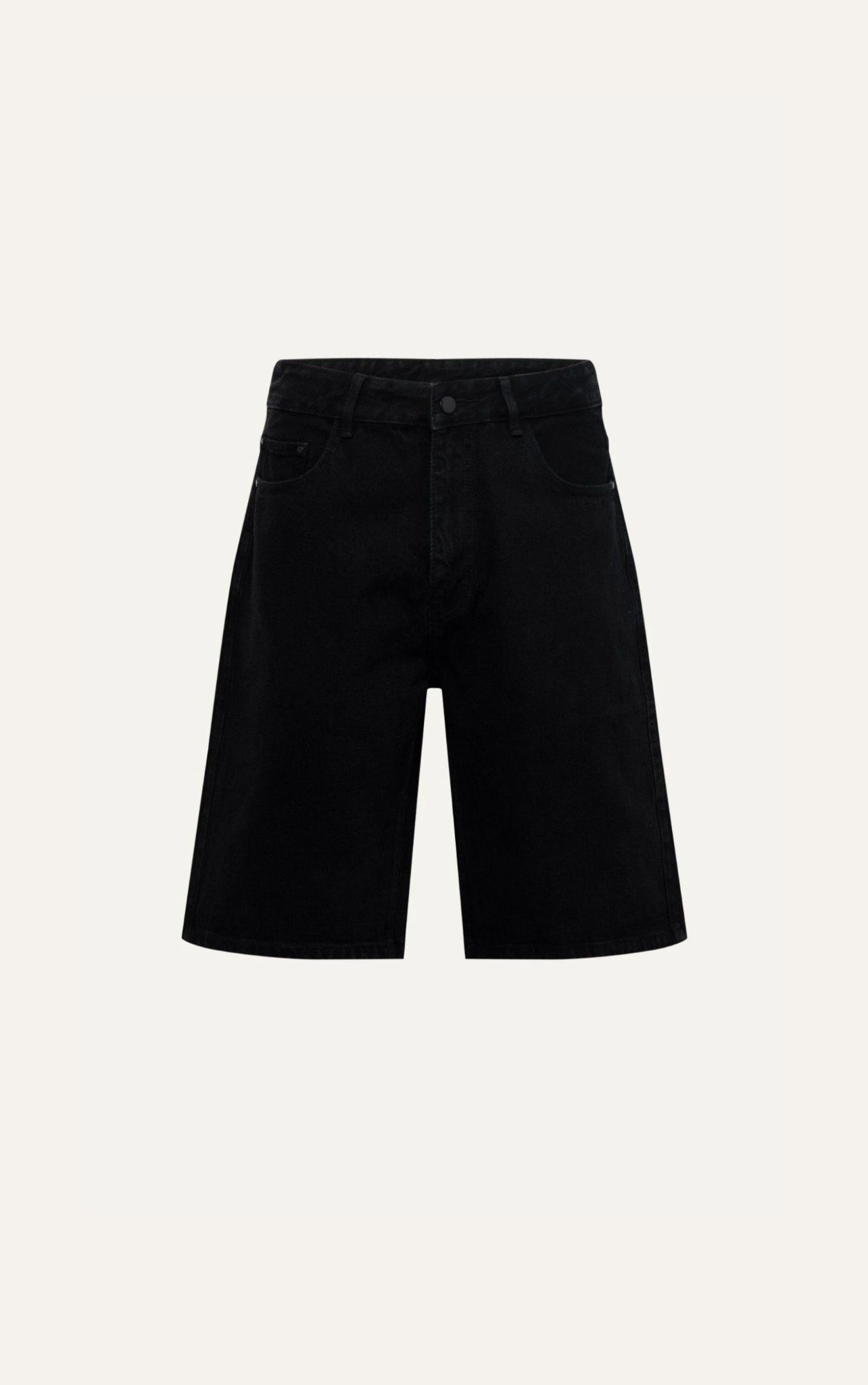 AG04 FACTORY LOOSE FIT BAGGY SHORT JEANS - BLACK
