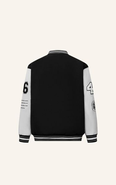  AG818 EMBROIDERY VARSITY JACKET IN BLACK 