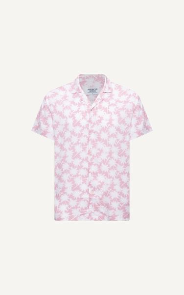  AG530 STUDIO LOOSE FIT NEW DESIGN FLOWER CUBAN SHIRT - PINK