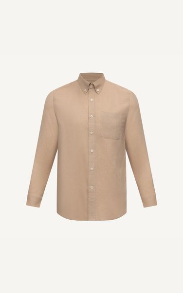  AG293 STUDIO REGULAR FIT ESSENTIAL LINEN SHIRT WITH POCKET - BEIGE