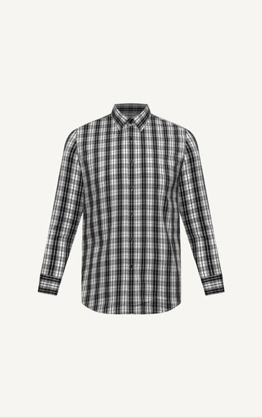  AG856 FACTORY SLIMFIT MICRO CHECKED SHIRT - BLACK