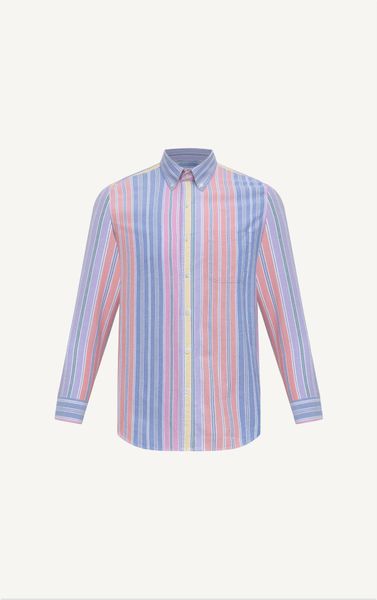  AG300 FACTORY REGULAR FIT MULTI-COLORED VERTICAL STRIPED SHIRT - YELLOW